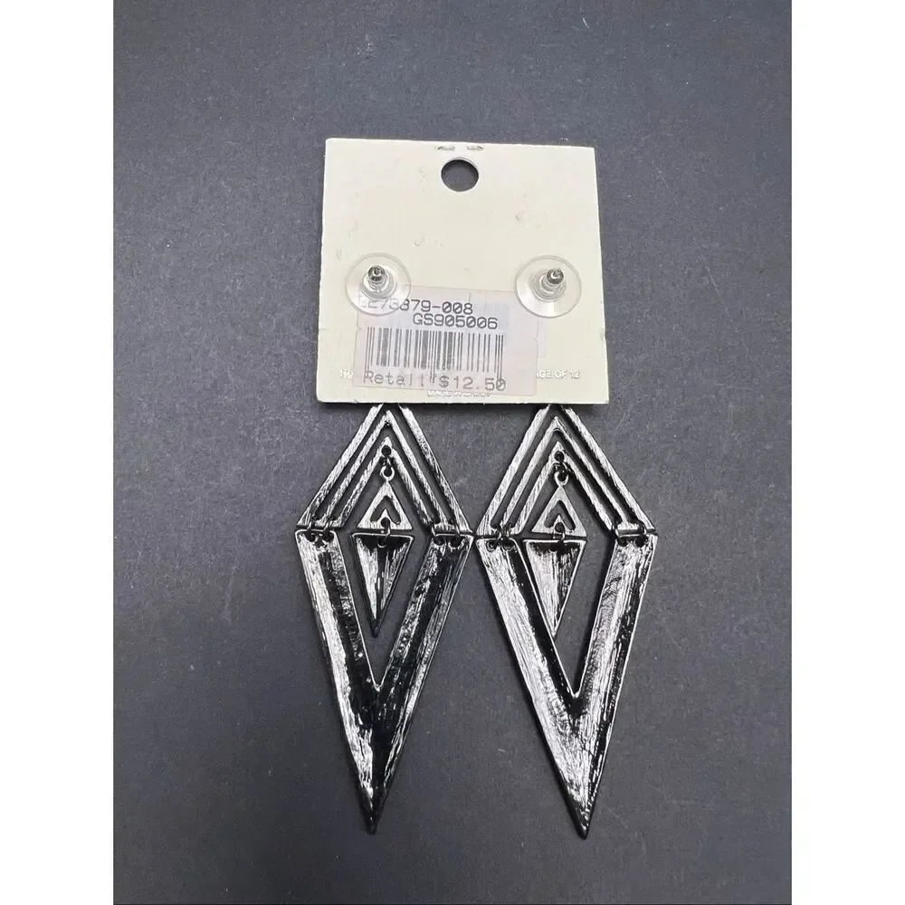 Mia Collection Black Forest Green Enamel Diamond Chevron Triangle Earrings